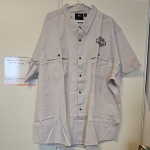 Harley-Davidson Light Gray Short Sleeve Work Shirt with Chest Patch